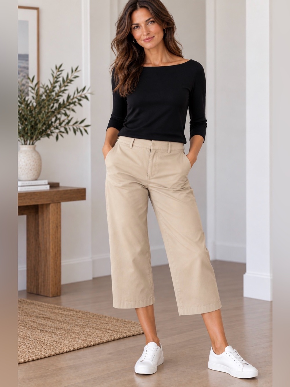 Banana Republic Wide-Leg Pants in Light Beige